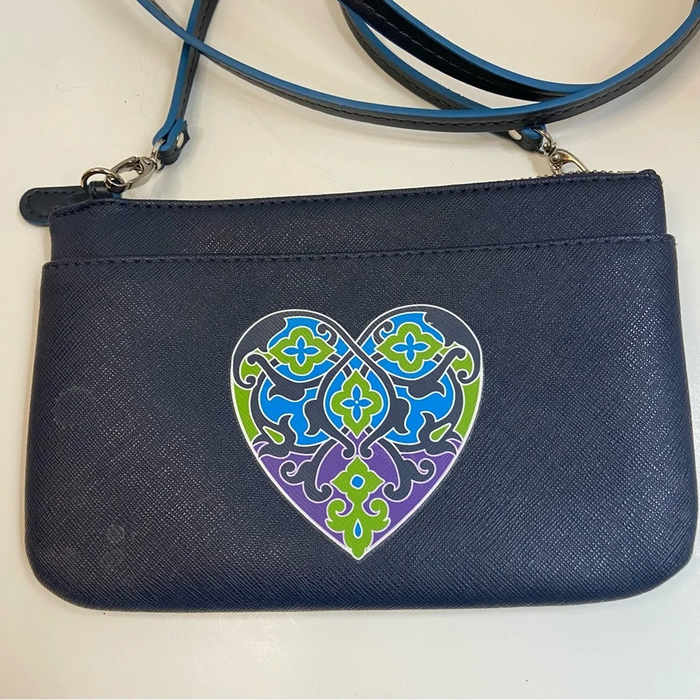Brighton Blue Crossbody Bag with Vibrant Heart - Picture 5 of 11
